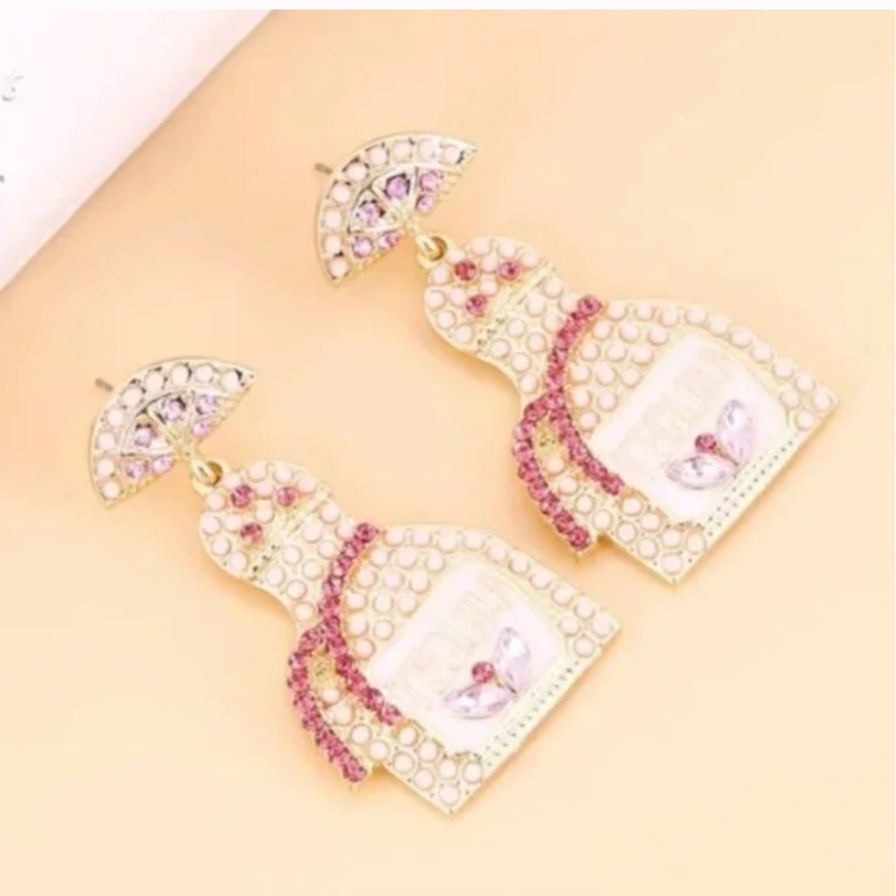 💍 FREE Alcohol Tequila Party Rhinestone Chic Hipster Boho Art Pop Earrings